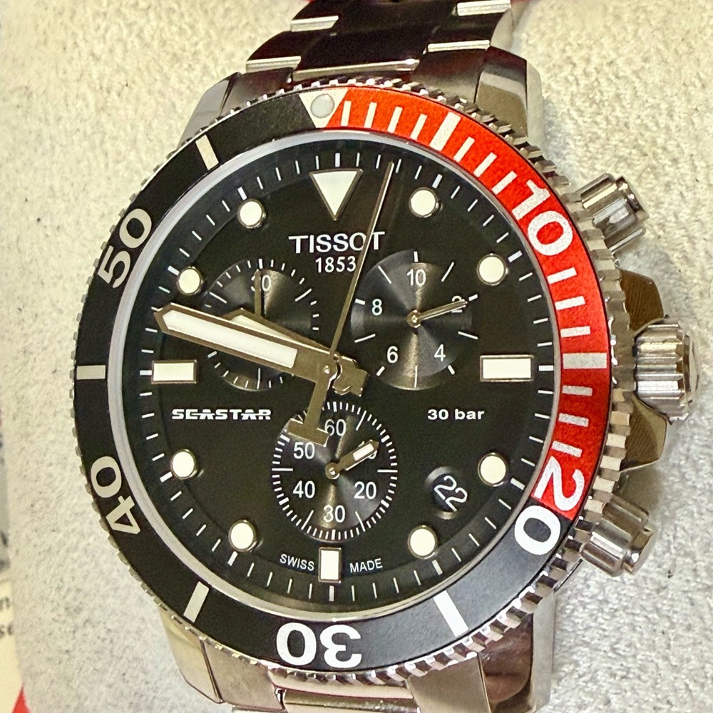Tissot Seastar Chronograph Date Designer Dive Mens Watch - Picture 4 of 8